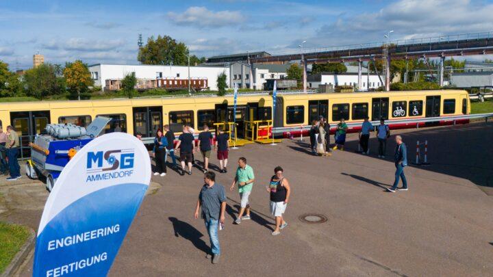 Eine S-Bahn Berlin steht auf dem Gelände der MSG Ammendorf